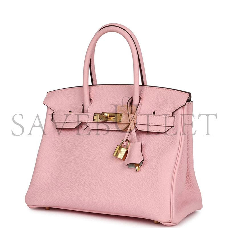 HERMÈS MASTER BIRKIN 30 ROSE SAKURA VERSO CLEMENCE GOLD HARDWARE (30*22*16cm) 